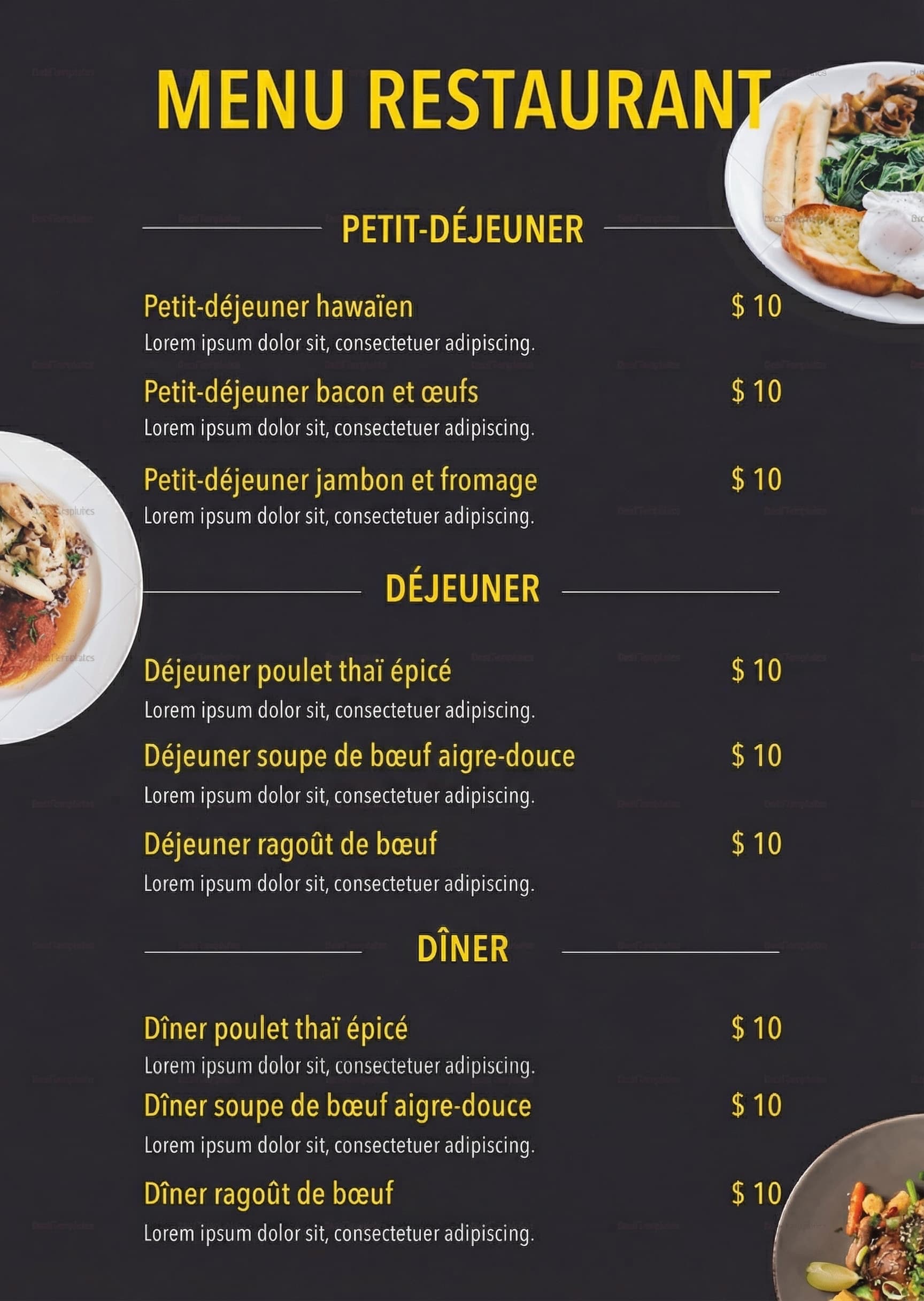 Restaurant Menu - Translated